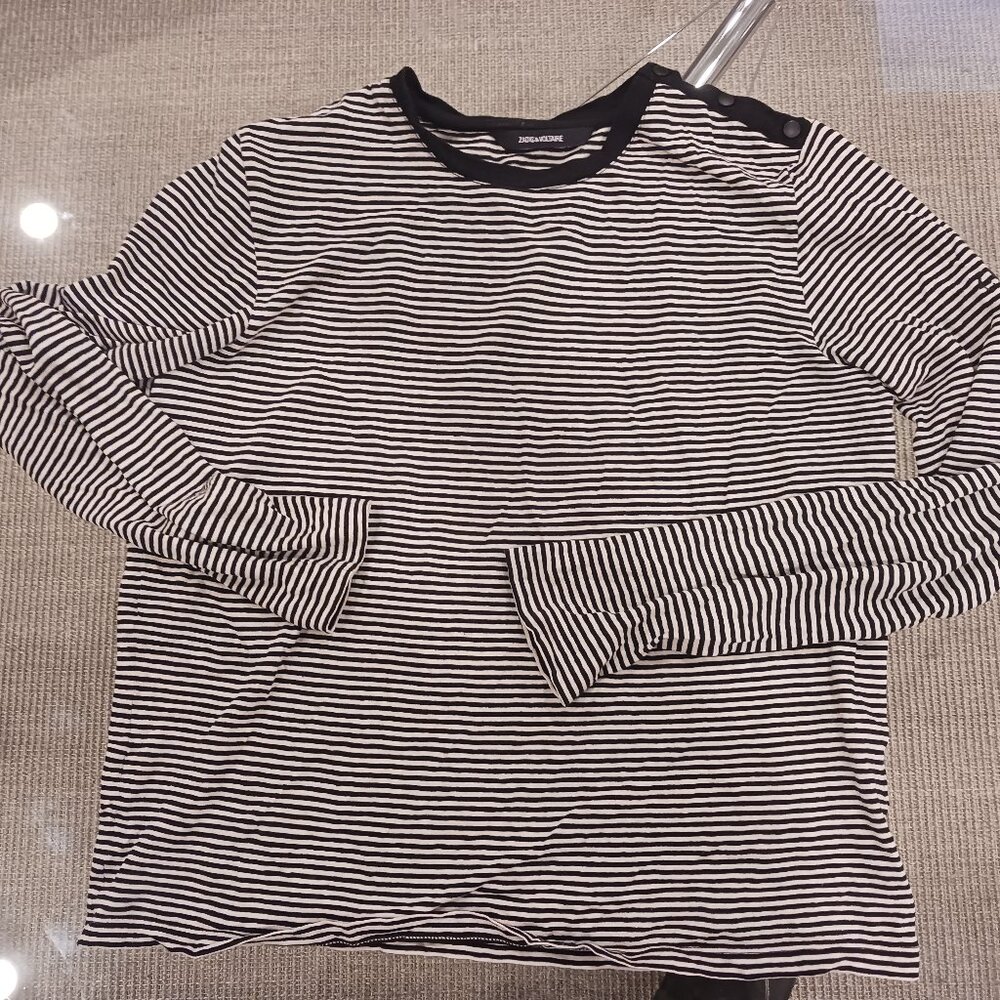 Zadig & Voltaire striped shirt. Button detail size xs